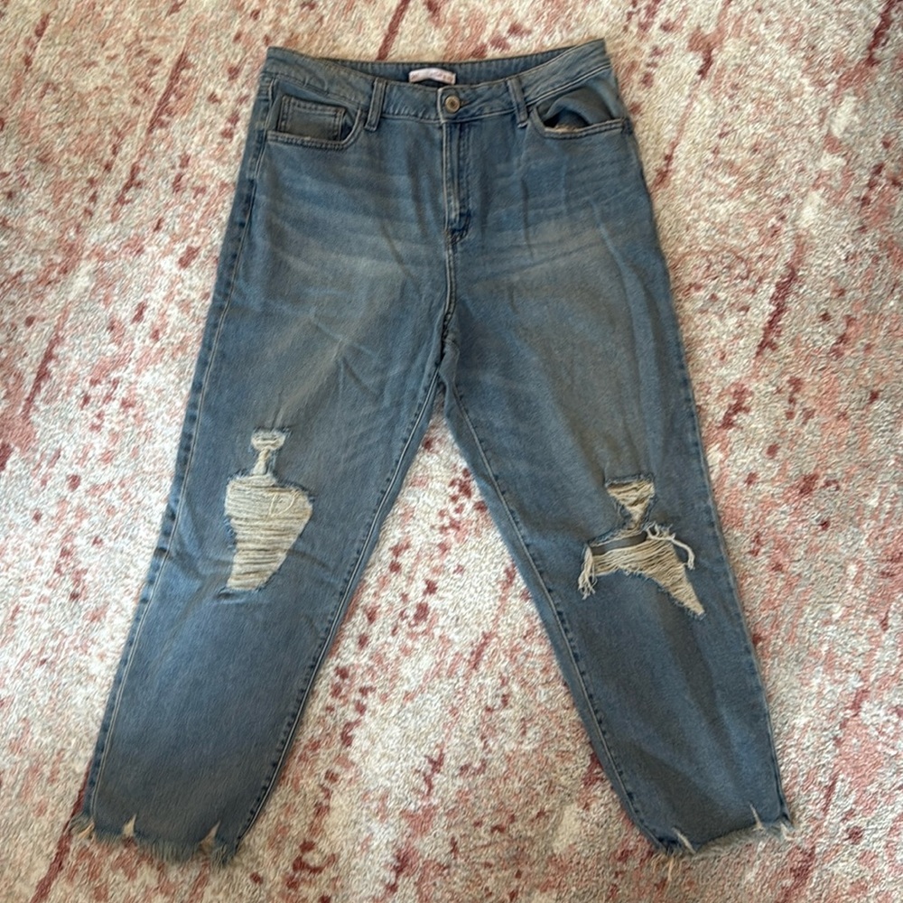 Distressed Blue Jeans